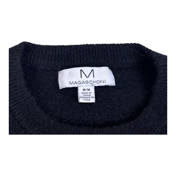Magaschoni Solid Crew Neck Cashmere Pullover Sweater Women’s Medium Black - Picture 9 of 11